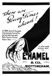 E. Hamel & Co. Anzeige - Es stehen arbeitsreiche Zeiten bevor!, 1919 von Unbekannt