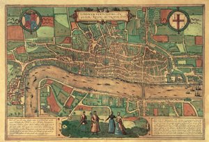 Älteste gedruckte Karte von London, 1574 von Unbekannt