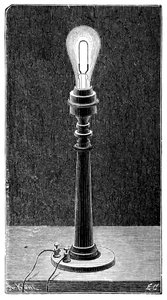 Edisons Glühlampe in einer Tischlampenfassung, 1891 von Unbekannt