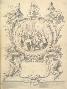 Aufwendig gerahmtes Rundbild von Christus wäscht die Füße der Apostel, nach 1800 von Unbekannt
