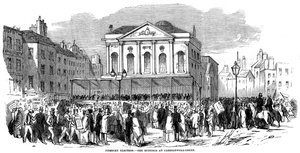 Wahlkampf in Clerkenwell Green während der Finsbury-Wahl, London, 1852