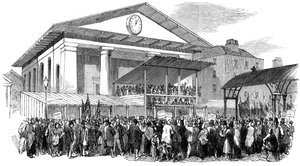 Wahlkampf in Covent Garden während der Westminster-Wahl, London, 1852