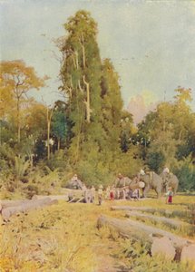 Elefanten stapeln Teakholz, 1924
