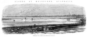 Emerald Hill, von der Vorortbahn - Überschwemmungen in Melbourne, Australien, 1864 von Unbekannt