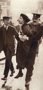Emmeline Pankhurst wird von Superintendent Rolfe vor dem Buckingham Palace, London, Mai 1914, verhaftet von Unbekannt
