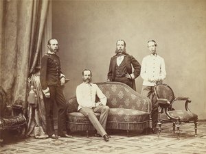 Kaiser Franz Joseph I. von Österreich mit seinen Brüdern, 1864 von Unbekannt
