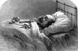 Kaiser Napoleon III. von Frankreich auf seinem Sterbebett, 1873 von Unbekannt