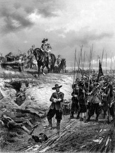 Englischer Bürgerkrieg: Oliver Cromwell 1599-1658 in der Schlacht von Marston Moor, 2. Juli 1644