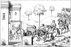 Eingang des Oberherrn zur Turnierstätte, 15. Jahrhundert, 1849 von Unbekannt