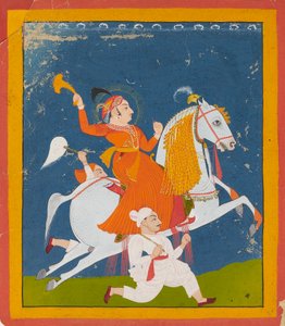 Reiterporträt von Maharana Bhim Singh von Mewar, ca. 1785 von Unbekannt