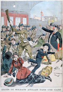Exzesse britischer Soldaten in einem Bahnhof, 1902 von Unbekannt