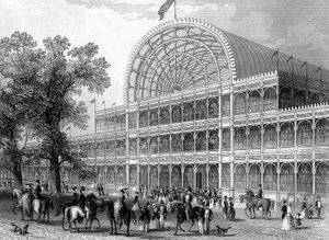Außenansicht des Nordquerhauses des Kristallpalastes, London, erbaut für die Große Ausstellung, 1851 von Unbekannt
