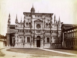Fassade, Kirche der Certosa di Pavia, Kartause von Pavia, Lombardei, Norditalien, 1890 von Unbekannt