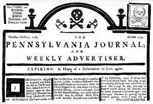 Faksimile des Pennsylvania Journal zum Stempelgesetz, 1765 um 1880