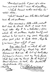 Faksimile der Inschrift in einer Kopie von Die Pickwickier, 1839, 1912 von Unbekannt