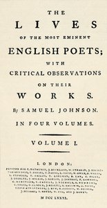 Faksimile-Titelseite reduziert von Johnsons Lives of the Poets - als separat neu aufgelegt von Unbekannt