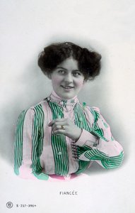 Verlobte, Vintage französische Postkarte, ca. 1900 von Unbekannt