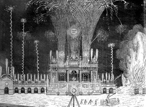 Feuerwerk im Green Park, St. James, 27. April 1749 von Unbekannt