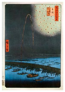 Feuerwerk in Ryogoku, Japan, 1858