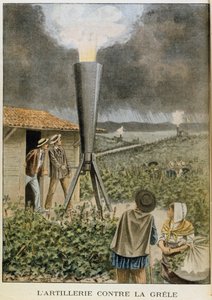 Abfeuern einer Kanone in die Wolken, um einen Hagelsturm zu verhindern von Unbekannt