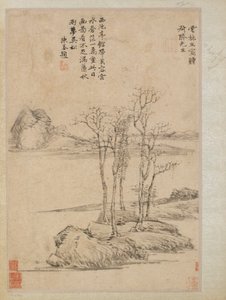 Fünf Bäume auf einem felsigen Vorgebirge, Qing-Dynastie, 17.-18. Jahrhundert