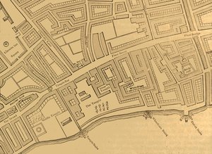 Fleet Street, The Temple, usw., aus einer Karte von London, veröffentlicht 1720, 1897 von Unbekannt