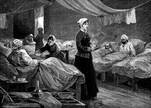 Florence Nightingale im Barackenkrankenhaus in Scutari