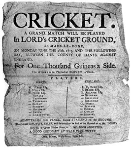 Flugblatt, das ein Cricketspiel zwischen Hampshire und England ankündigt von Unbekannt