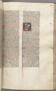 Fol. 230r, Psalm 97, historisierte Initiale C, zwei Kleriker singen an einem Lesepult, um 1275-1300 von Unbekannt