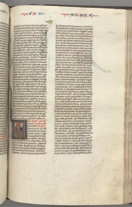 Fol. 357r, Obadja, historiierte Initiale V, Obadja und ein Jude im Gespräch, um 1275-1300 von Unbekannt