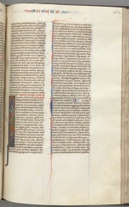 Fol. 364r, Haggai, historisierte Initiale I, Haggai mit einer Schriftrolle auf einem Hybrid stehend