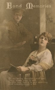 Schöne Erinnerungen, romantische Postkarte von einem Soldaten an seine Geliebte