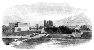 Fort Church und South Barracks, Kalkutta, Indien, 1870