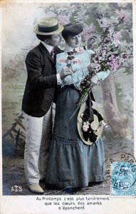 Französische romantische Postkarte, um 1900 von Unbekannt