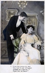 Französische romantische Postkarte, um 1900