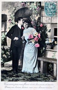 Französische romantische Postkarte, um 1900