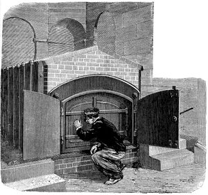 Ofen des Typs, der im Krematorium Père Lachaise, Paris, installiert werden soll, 1888 von Unbekannt
