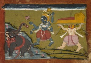 Gajendra Moksha: Die Erlösung des Königs der Elefanten, 1800er Jahre von Unbekannt