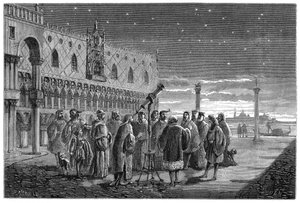 Galileo demonstriert sein Teleskop, Venedig, 1609 1870 von Unbekannt