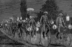Versammlung der britischen Radfahrclubs im Castle Inn, Woodford, Essex, 1. Juni 1889