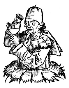 Gentile da Foligno, italienischer Arzt des 14. Jahrhunderts, untersucht eine Urinprobe, 1493 von Unbekannt