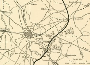 Deutsche Stellungen bei Ypern, Flandern, Erster Weltkrieg