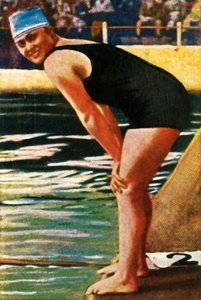 Deutsche Schwimmerin Hilde Schrader, 1928 von Unbekannt
