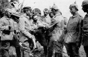 Deutsche Truppen bei der Mittagspause auf dem Weg nach Brüssel, Erster Weltkrieg, 1914