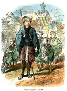 Mädchen als Jungen verkleidet, Neujahrsfestprozession in Yokohama, Japan, 1872