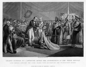Großer Durbar in Cawnpore nach der Niederschlagung des Sepoy-Aufstands, 19. Jahrhundert von Unbekannt