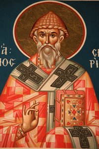 Griechisch-orthodoxe Ikone, die den Heiligen Spiridon darstellt, Thessaloniki, Griechenland von Unbekannt