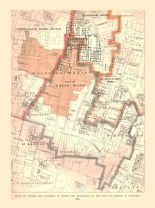 Guildhall City of London. Plan der Bezirke und Pfarreien, 1885, 1886