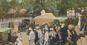 Seine Hoheit der Nizam verlässt die Residenz, Hyderabad, um 1900 von Unbekannt