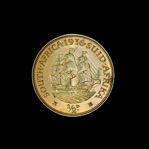 Halb-Penny-Münze, Südafrika